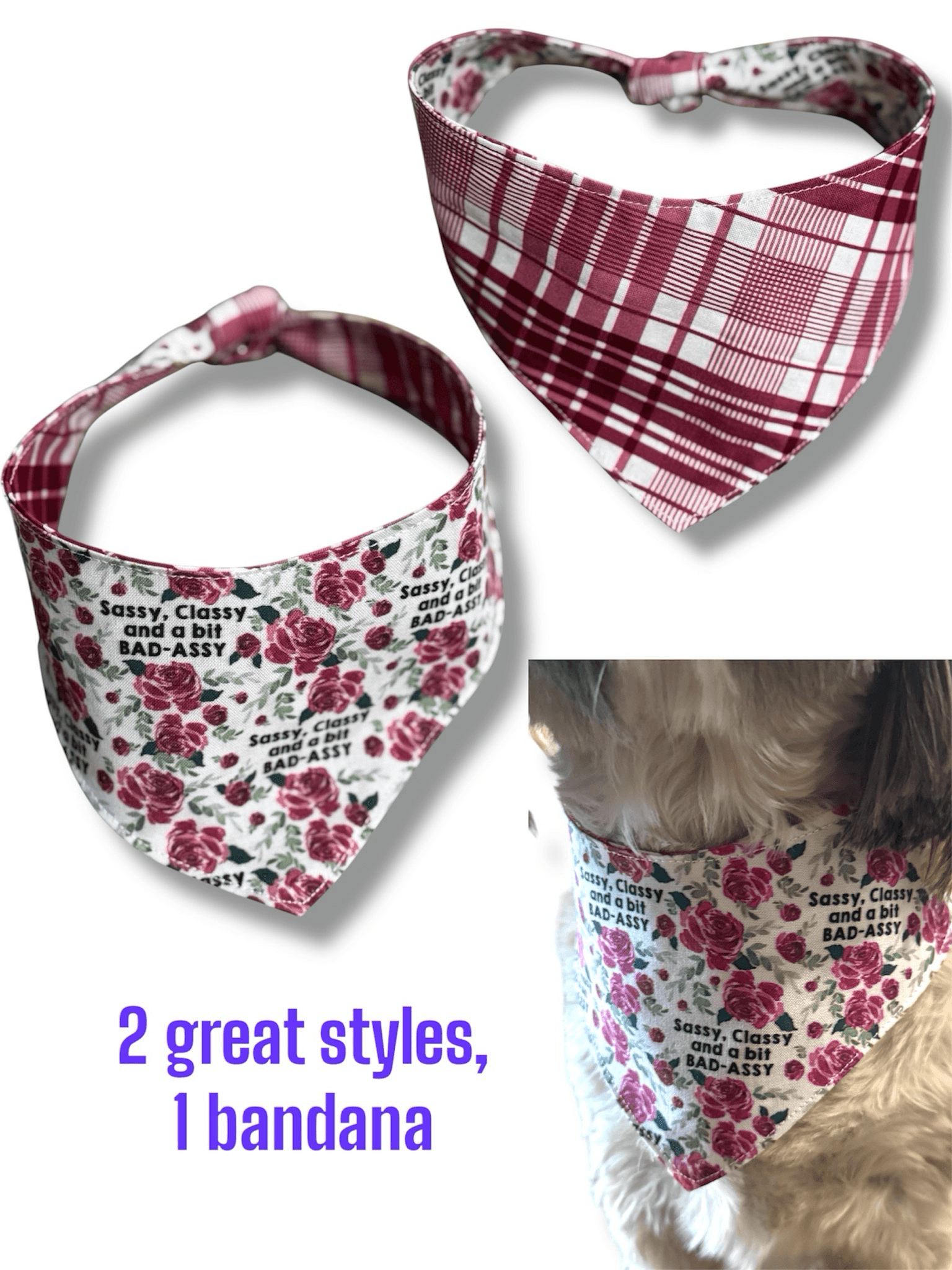 Sassy’ N Plaid Reversible Dog Bandana gallery image