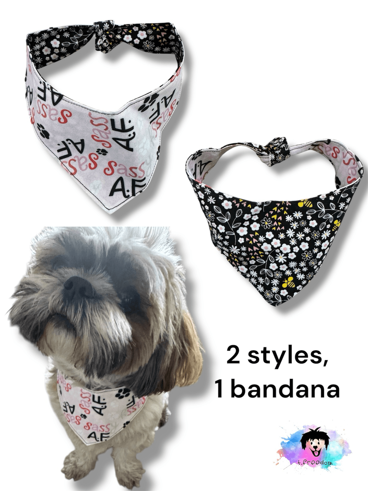 Floral Sassy Reversible Dog Bandana gallery image