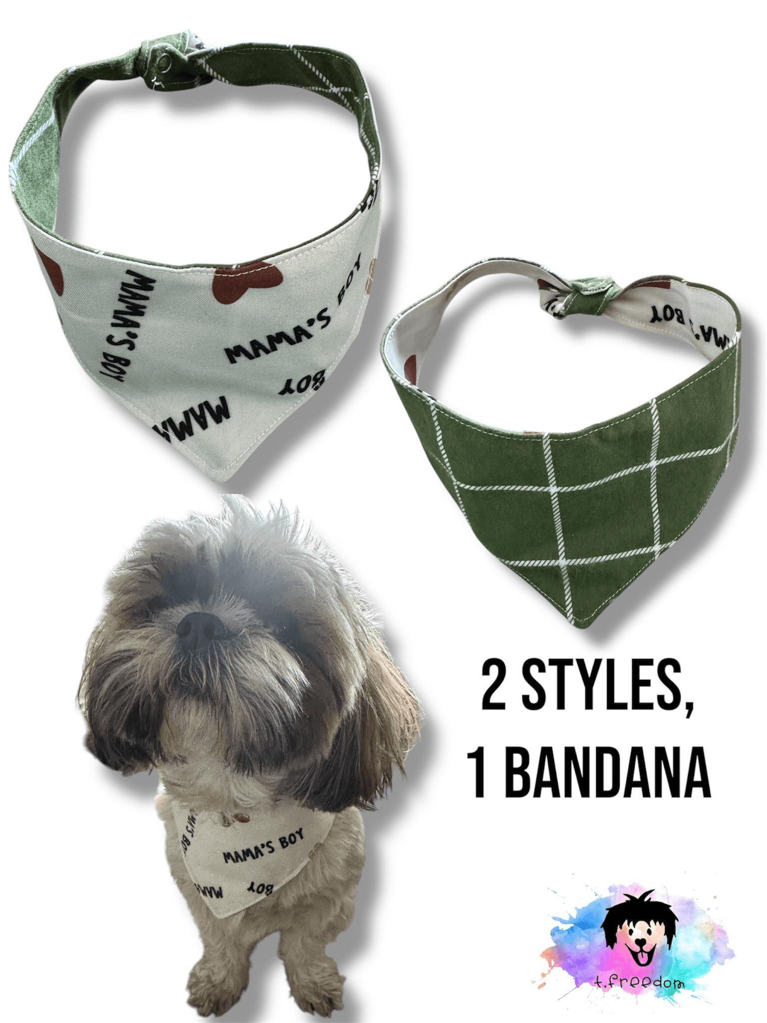 Mama’s Boy Plaid Dog Bandana gallery image