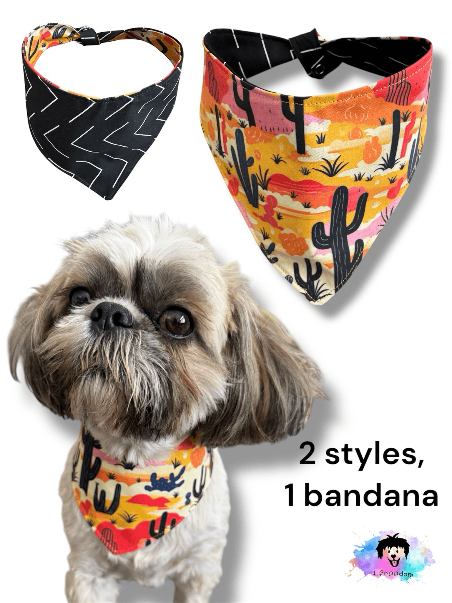 Cactus Glow Up Reversible Dog Bandana